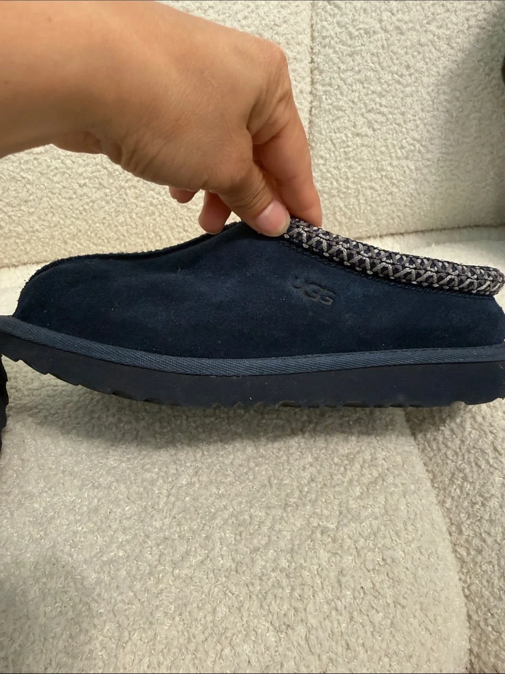 UGG Kids Dark Navy Suede Slip-On Clogs